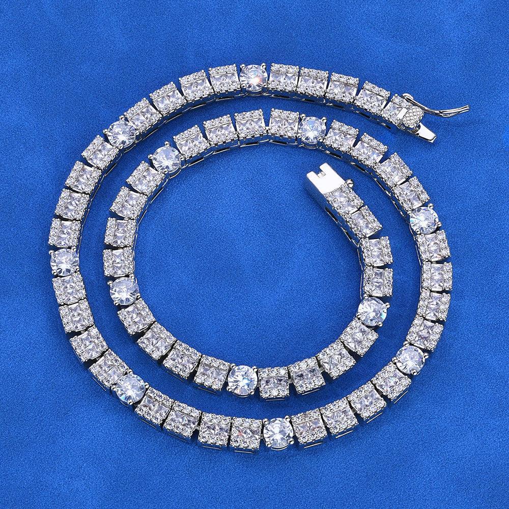 Custom 6mm Round & Square Mixed-Cut Tennis Chain Hip Hop Jewelry | Caratix - CaratixJewelry